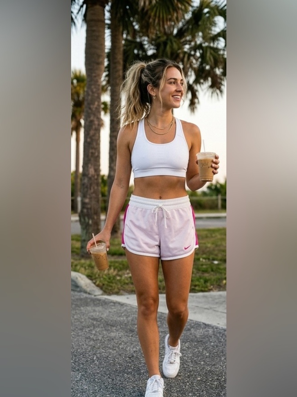 Nike Reversible Athletic Shorts Pink & White Mesh Running Lounge EUC